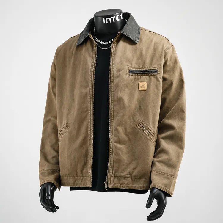 INTOX/重磅高质感复古男士美式痞帅外套工装翻领底特律平替夹克