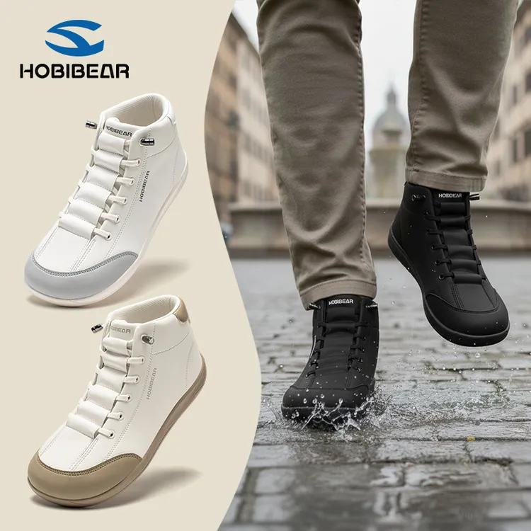 HOBIBEAR户外休闲宽头防滑高帮鞋秋冬季新款男鞋百搭加绒保暖棉鞋