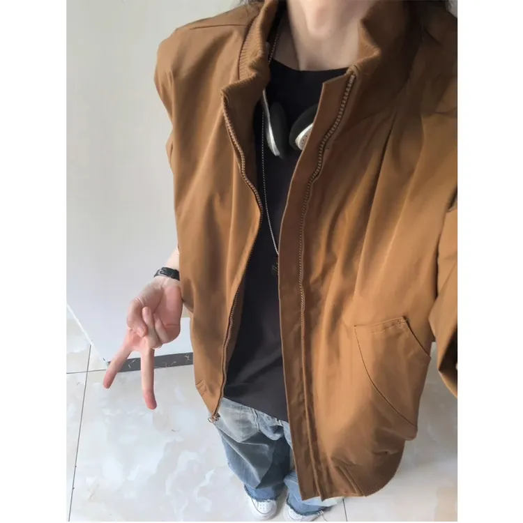 美式高街飞行员夹克男生秋季高级感穿搭立领短款春秋款棒球服外套