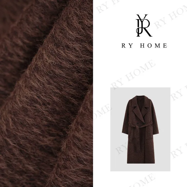 【容雨RYHOME】秘鲁羊驼毛“自洽美感”格雷拉毛工艺长款大衣243W1831