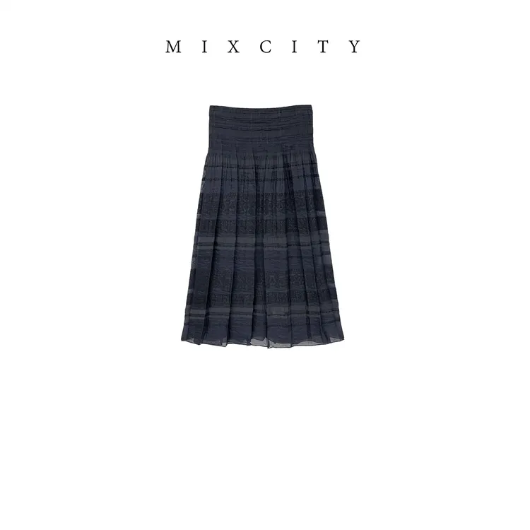 【MIXCITY亚楠家】流光裙◆意大利面料两面穿浮雕提花松紧半身裙9329