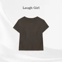 楚楚君Laugh girl【极简风】圆领修身显瘦短袖线条打底T恤TL53128J