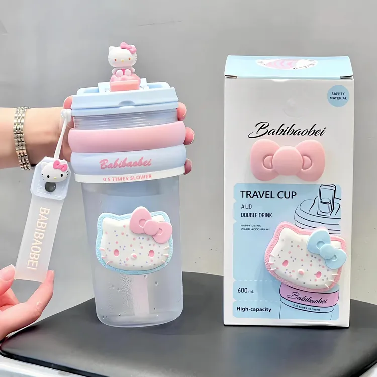 网红简约吸管杯带盖防摔透明水杯家用便携少女心可爱创意杯子