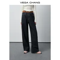 VEGACHANG【格调回溯】牛仔裤女2025年新款秋季垂坠感阔腿裤0162XT