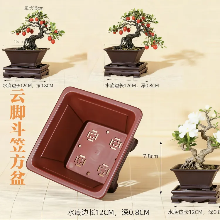 加厚云脚斗笠方多肉花盆仙人球菖蒲花盆清仓花盆清仓家用园艺用品