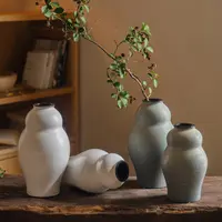 【七呀】侘寂风福禄陶瓷花瓶新中式玄关摆件客厅风水绿植花器装饰