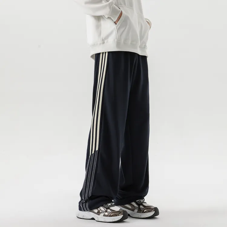8XLM运动卫裤大码宽松秋冬潮牌条纹阔腿休闲裤KZ1905P58加绒68