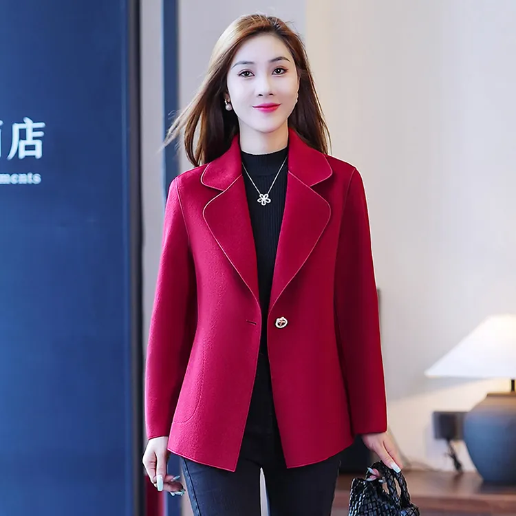 妈妈秋装新款双面呢风衣洋气韩版时尚中老年女装高档上衣时尚外套