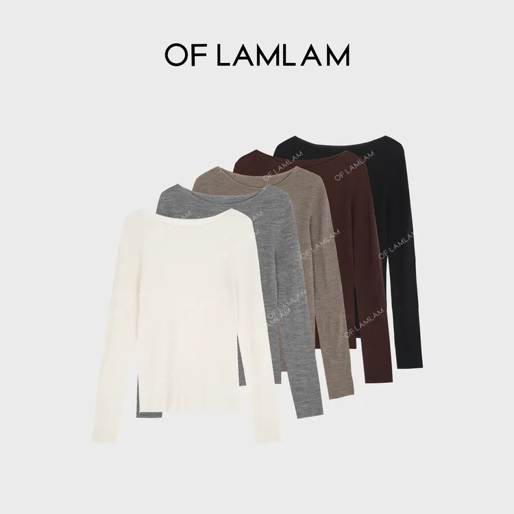 “人字纹”【100%美利奴羊毛】船领一体成型打底针织 OFLAMLAM MM086G