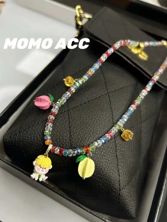 铜合金项链 176新款夏日玩偶吊坠可爱亮闪彩色拼项链