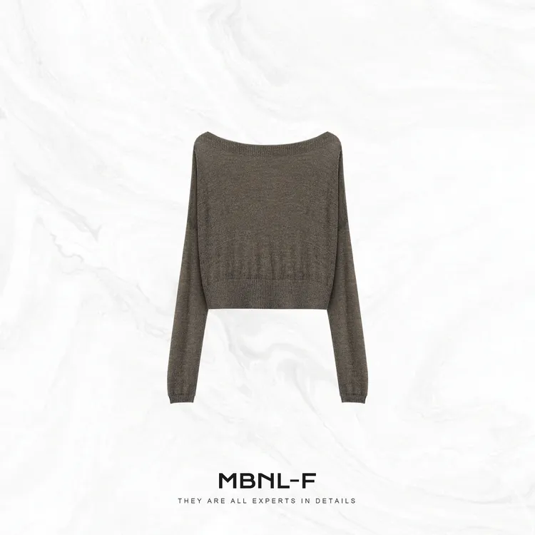 MBNL-F"知性优雅“ 羊驼毛绵羊毛混纺一字肩毛衣 秦磊XM-XMY2318