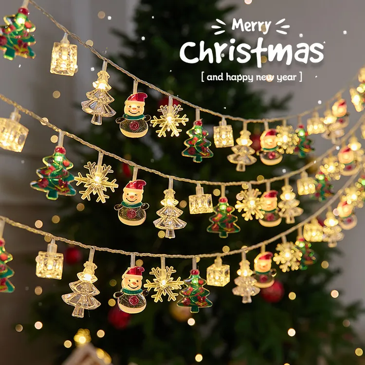 圣诞节led灯串圣诞树圣诞老人户外电池插电太阳能灯串