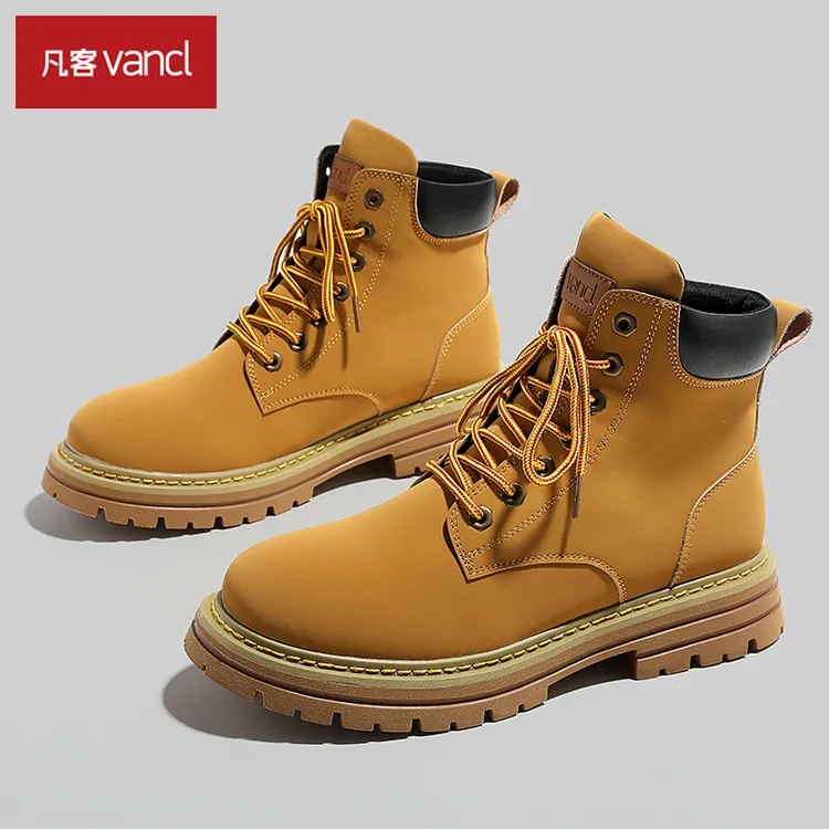 VANCL/凡客诚品男士马丁靴2025新款英伦风大黄靴男生高帮休闲鞋子