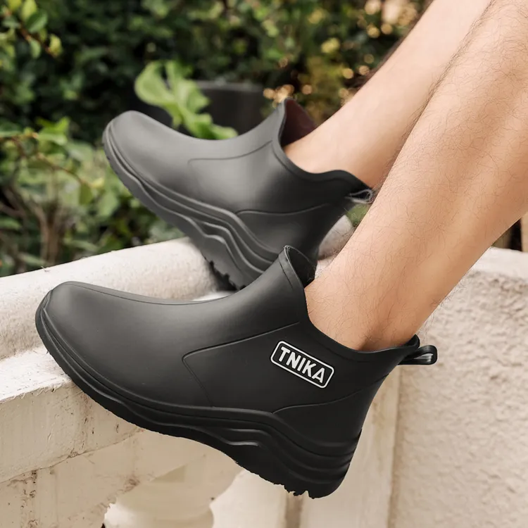 低筒雨鞋防水防滑男士外卖骑手厨房工作胶鞋短筒加绒保暖水鞋雨靴