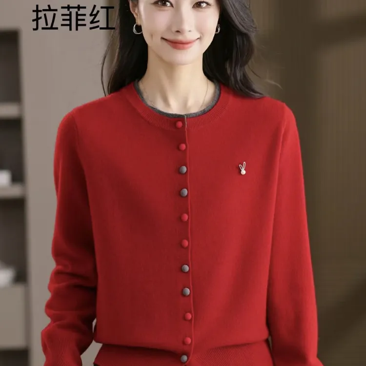 25一506开衫秋冬小个子妈妈针织开衫
