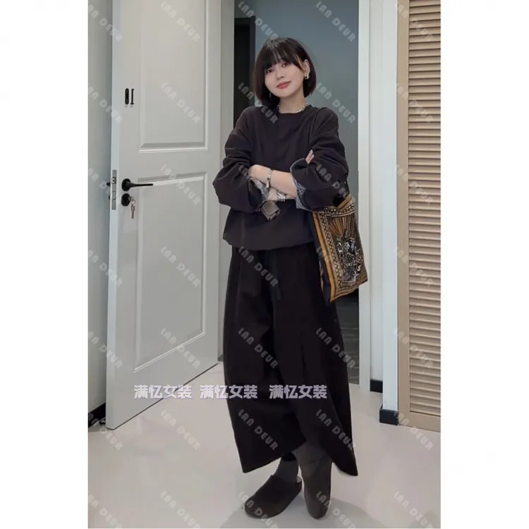 新款时尚洋气百搭女装灯芯绒八分裤气质时尚显瘦百搭阔腿休闲裤子