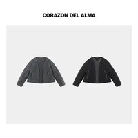 【栗暮】时髦立体双面呢拼接廓形时髦感圆领白鸭绒羽绒服-A3134