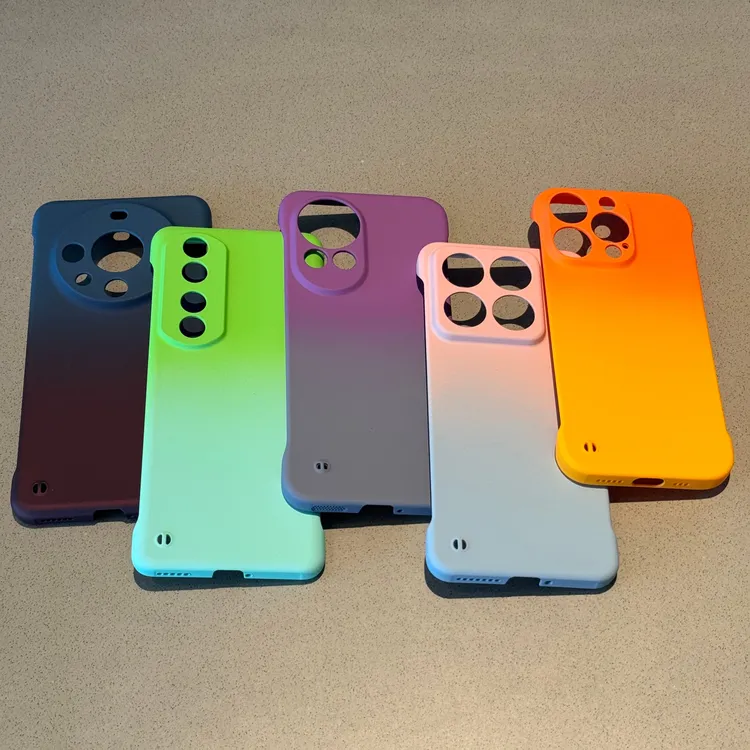 飞虎胜肤感渐变双色无边框适用iPhone16手机壳华为oppo小米vivo套