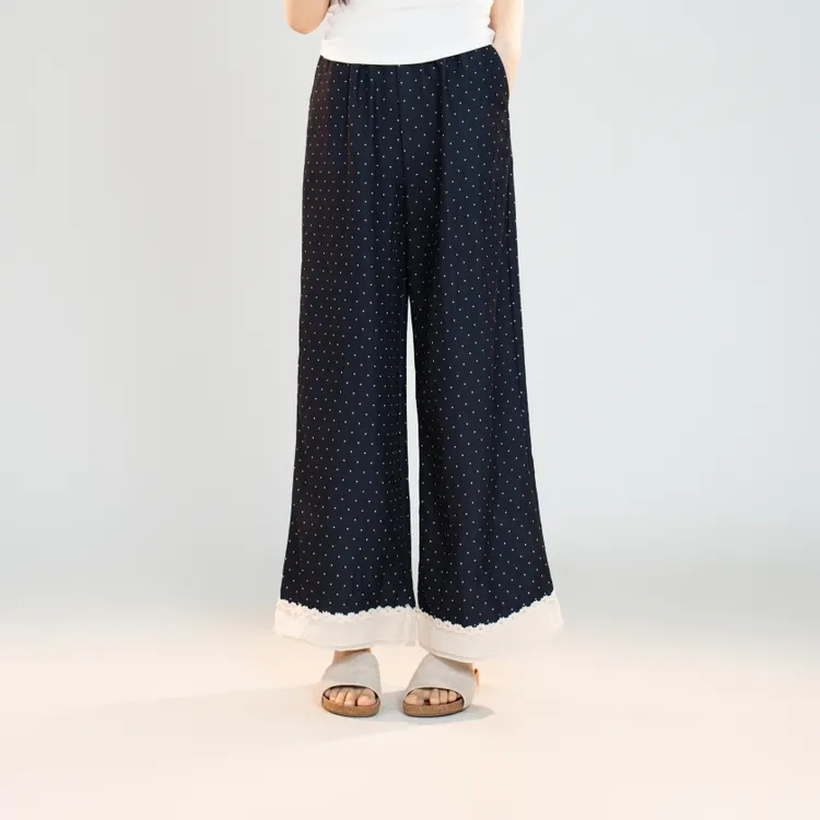 宿慕SUMU 女装波点裤 5-13夏季2025新款休闲百搭直筒九分裤9553