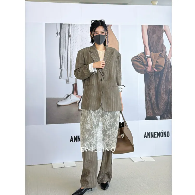 ANNENONO竖条西装外套条纹长裤