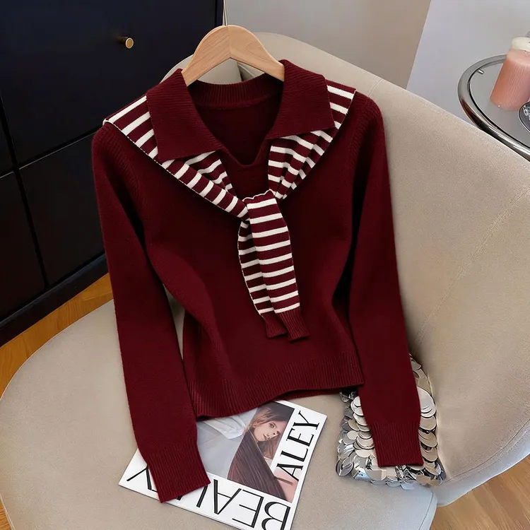 2025秋季新款时髦设计感披肩显瘦长袖毛衣漂亮洋气针织衫女装爆款