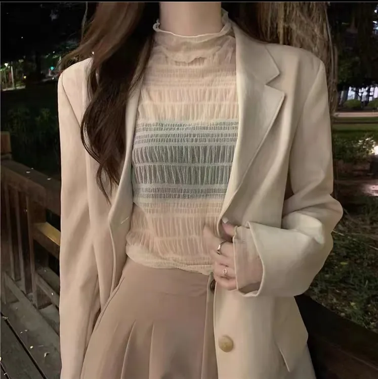 秋季新款百搭欧韩服饰潮流薄款休闲时尚半高领子内搭透气上衣