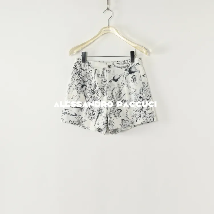 AP洛哥52102KD【远山花黛】黑标/桑蚕丝飞船与花印花时尚百搭短裤