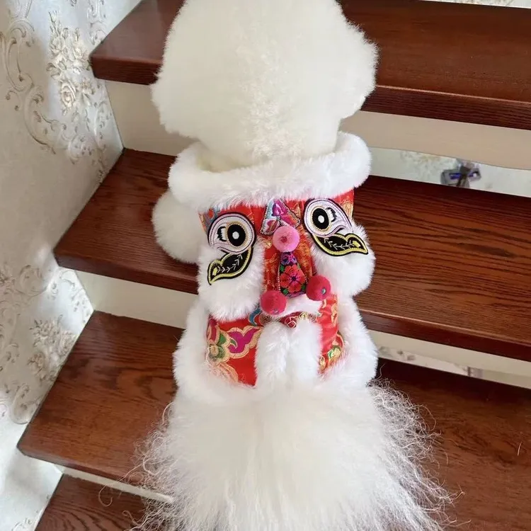 宠物狗狗泰迪中小型犬新年虎头醒狮加厚保暖衣服秋季冬季款比熊犬