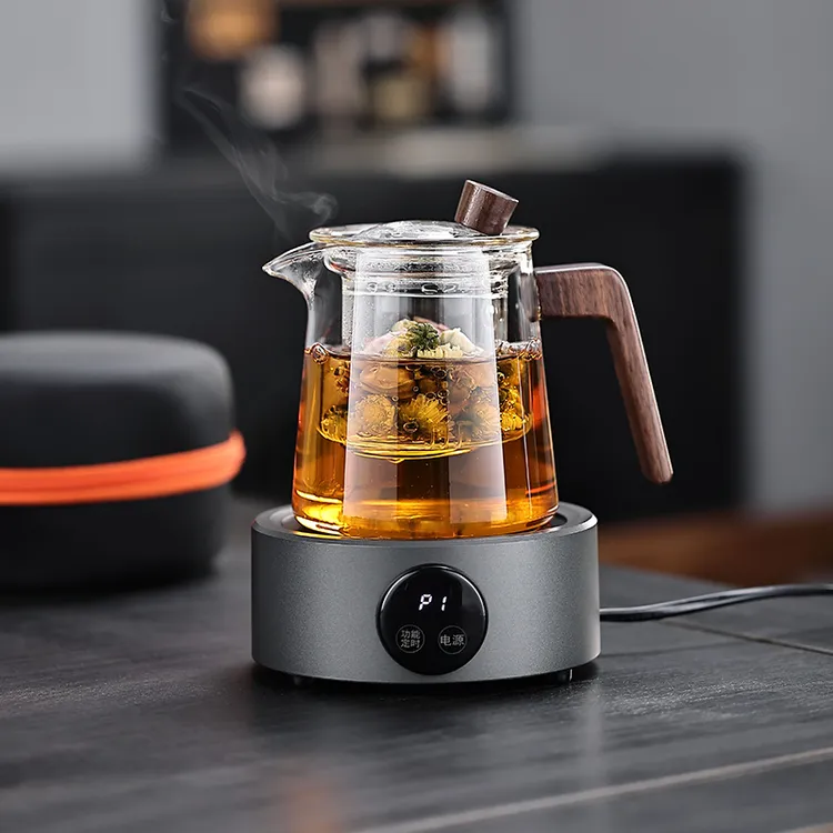 小型静音煮茶壶电陶炉套装玻璃煮茶壶耐高温侧把壶便携式煮茶器