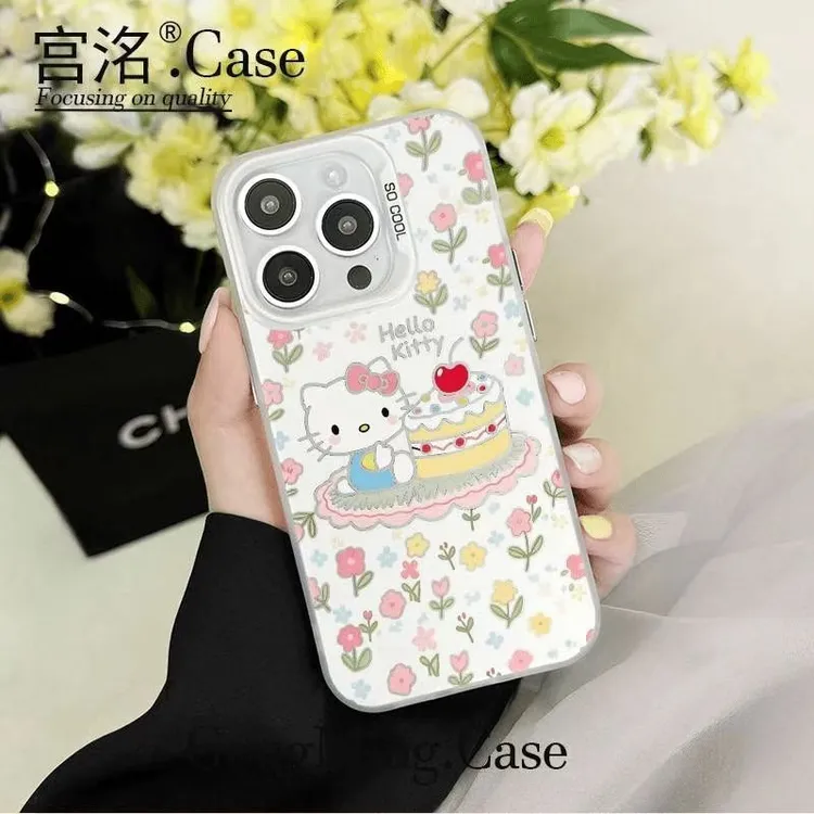 满屏花朵KT蛋糕适用于iPhone苹果17手机壳华为oppo小米手机防摔套