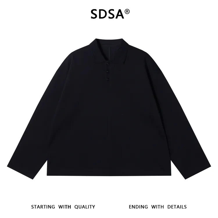 SDSA男士秋冬新款痞帅男装复古简约长袖polo衫百搭街头时尚上衣