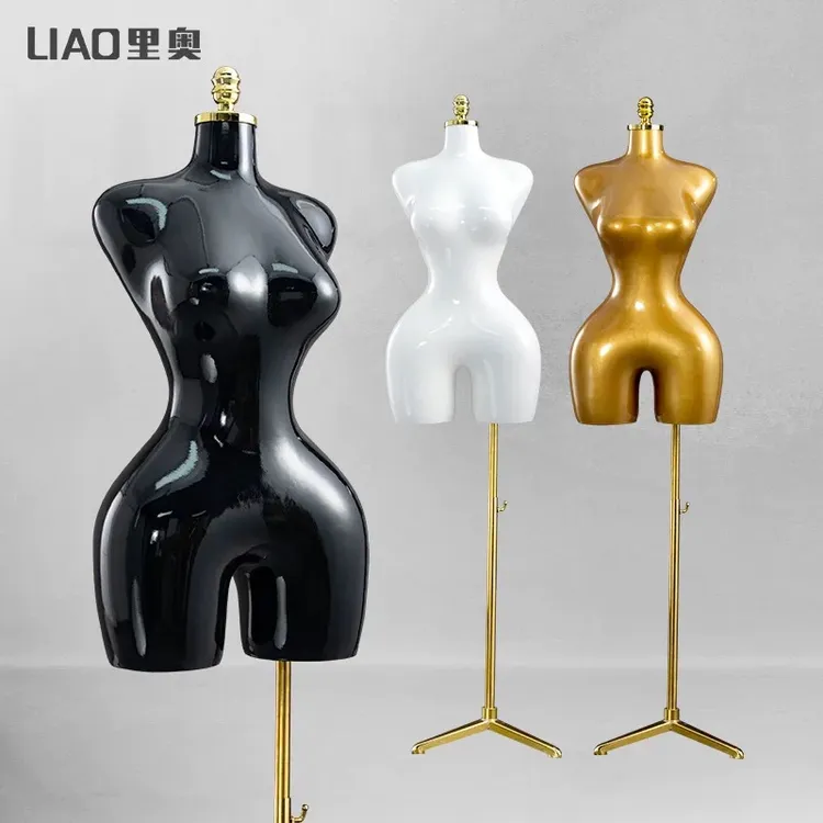 欧美大码大胸翘臀女装外贸模特展示架 金色喷漆半身服装道具假人