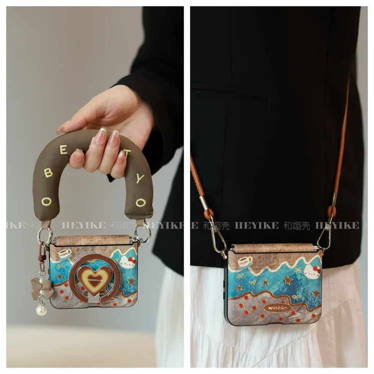 秋冬新款蓝咖KT适用华为purax手机壳小米mixflip2斜挎pocket2防摔