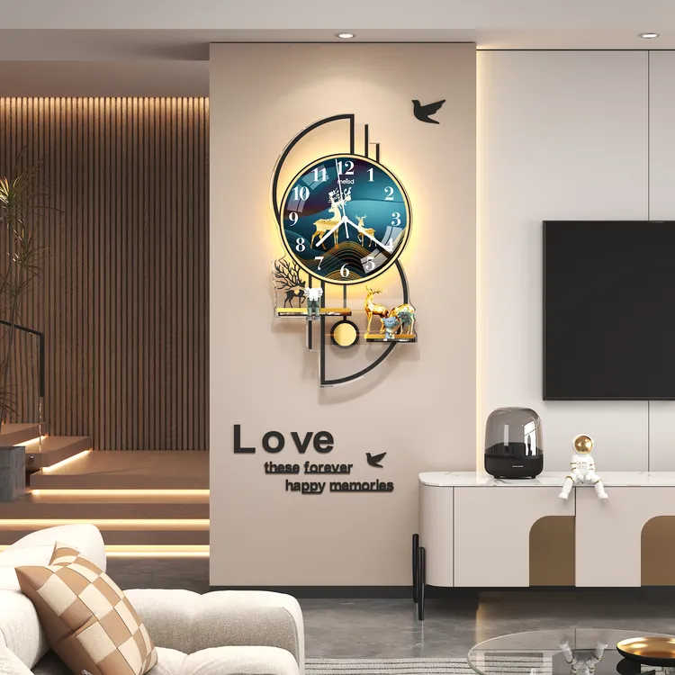 美世达挂钟客厅电视墙餐厅玄关家用钟表挂墙现代装饰挂表静音时钟