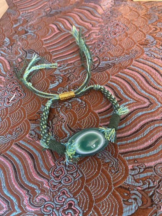 玛瑙锁骨珠腕珠搭配藏式手绳糖色缠丝圆珠