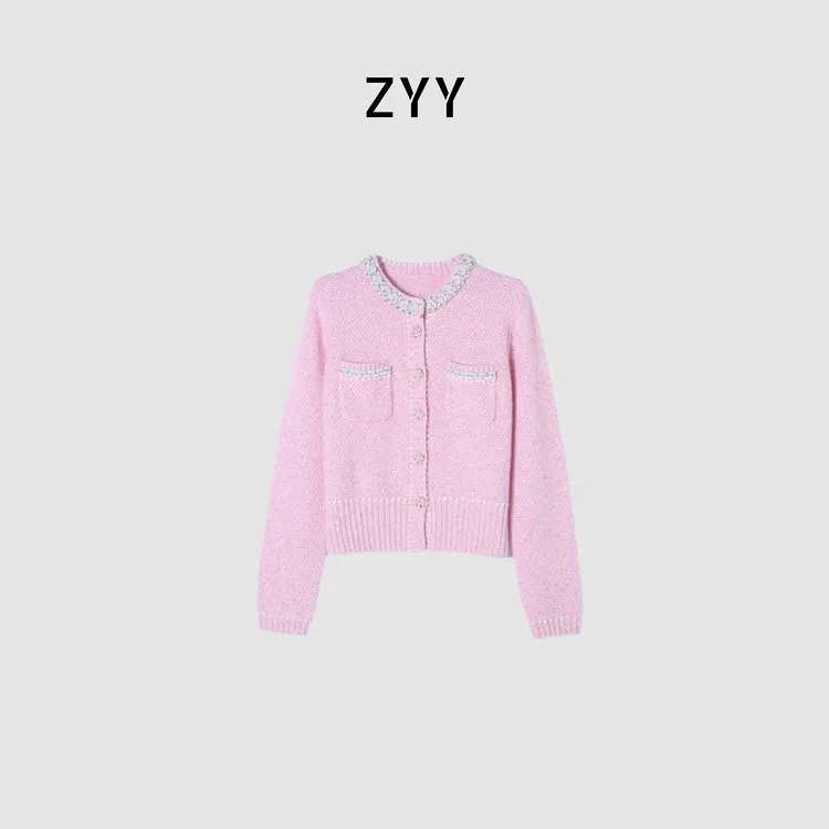 ZYY【普林斯顿】2025S/S新品钉珠小香风毛衣开衫衣X25DMY04882