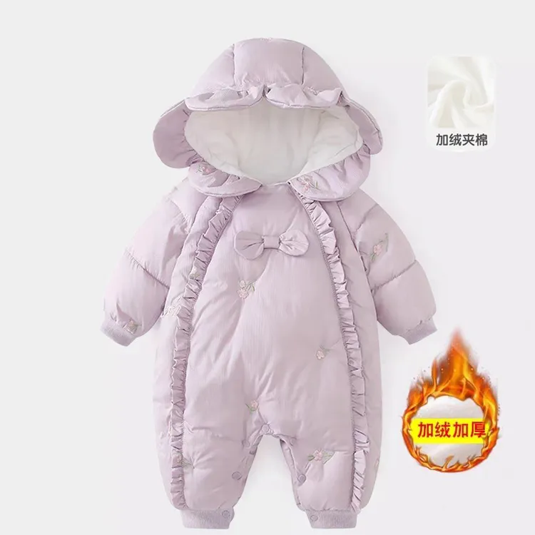 婴儿冬装连体衣服可爱宝宝超萌公主洋气保暖棉服小月龄棉衣外出服
