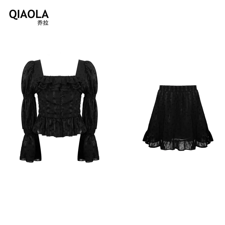 QIAOLA/乔拉【芬兰极夜】夏季百搭方领减龄轻奢时尚套装预售