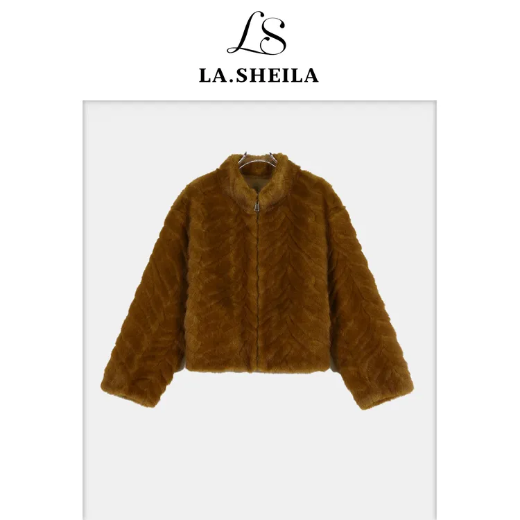 LA.Sheila“小银狐”立领拉链毛绒外套254-WT/1222-25350