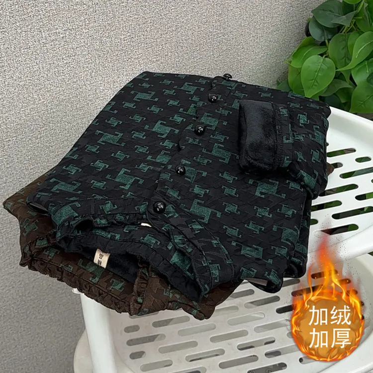 秋冬季妈妈装加绒加厚长袖打底衫立领百搭T恤中老年女装保暖上衣