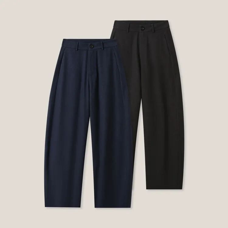 B时髦老钱~廓形仿牛仔 微磨毛时尚镰刀裤休闲长裤 H6847 女装V230