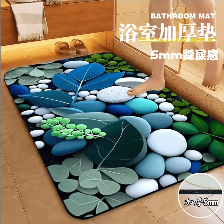 硅藻泥5D立体吸水防滑垫家用卧室卫生间洗手台浴室入户门垫门厅垫