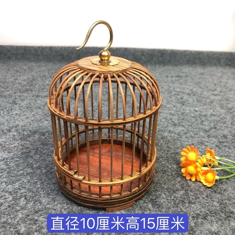 精品乌木圆形蝈蝈笼子红木实木纯铜钩经典款手工蝈蝈笼