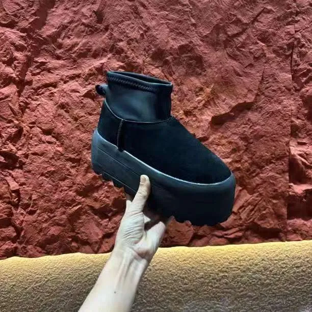 AsmiyBB 3250厚底女防滑弹力加绒雪地短靴增高保暖加厚厚底女鞋
