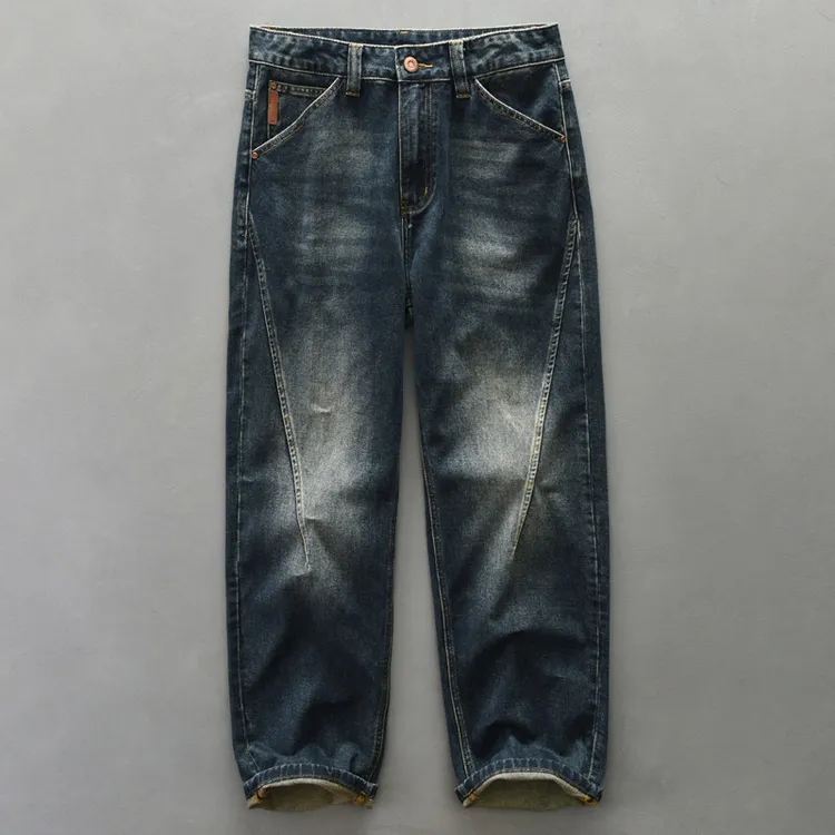 MR.MUDI/穆迪先生美式潮牌牛仔裤男款复古水洗直筒休闲阔腿长裤子