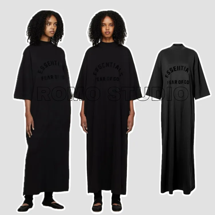 FOGESSE夏季潮牌时尚女装硅胶字体宽松休闲孕妇装短袖大长T连衣裙