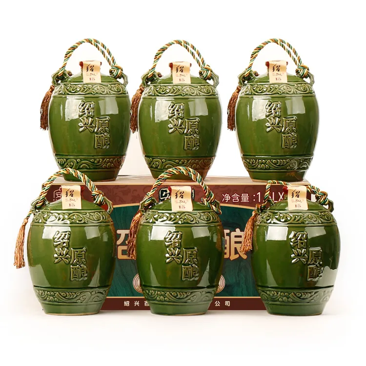 绍兴产黄酒十五年花雕酒糯米酒老酒1.5Lx6坛装传统原酿大坛