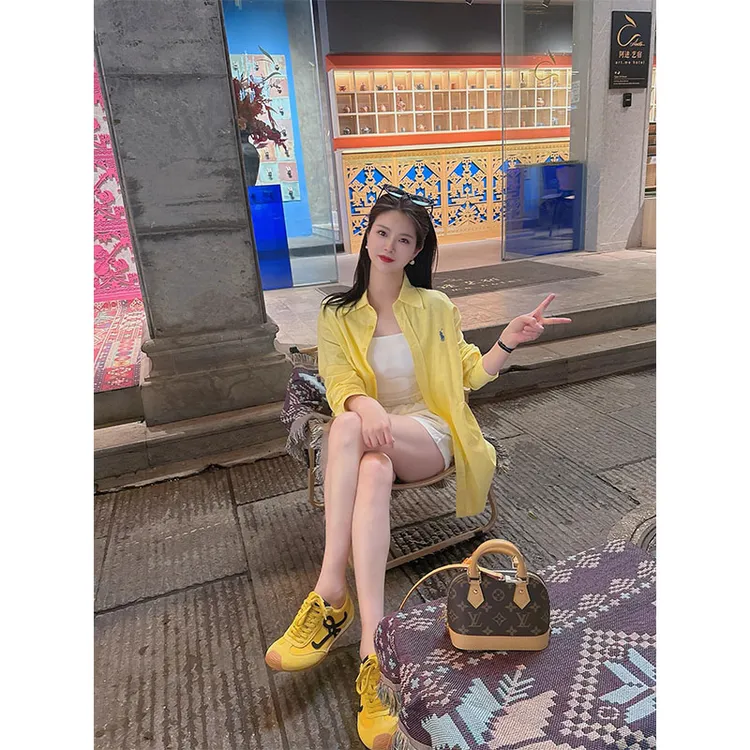 通勤风简约百搭高级感宽松防晒长袖衬衫上衣显瘦休闲直筒短裤套装