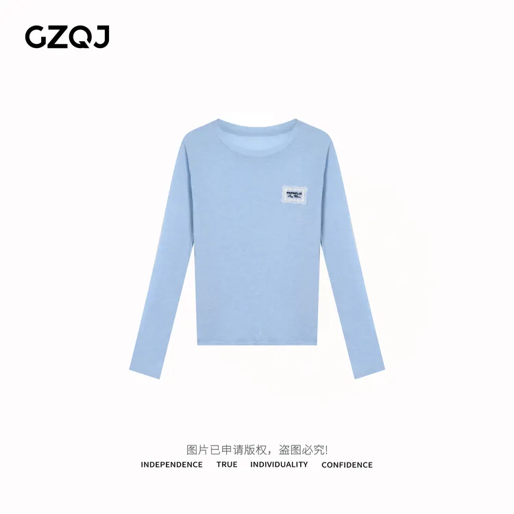 老琴私服【春日宣言】时尚圆领纯色春夏长袖套头天丝.羊毛T恤女9531