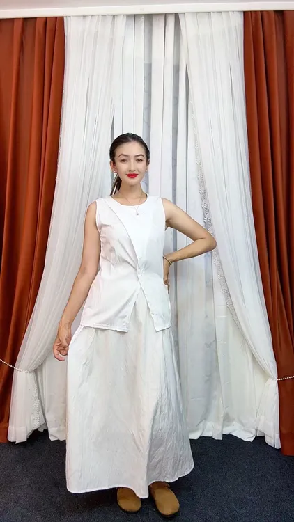 连衣裙中腰透气长裙常规袖纯色九分袖气质打底拉链显瘦002